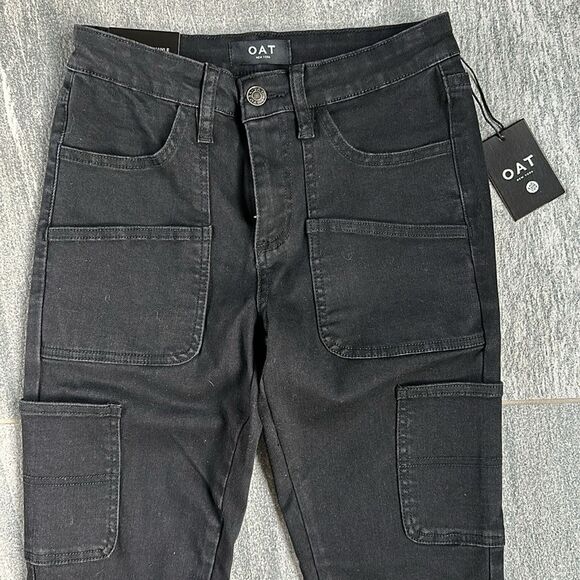 NWT Oat New York Mid-Rise Skinny Ankle Stretch Carpenter Jeans in Black Size 26 - Picture 4 of 16